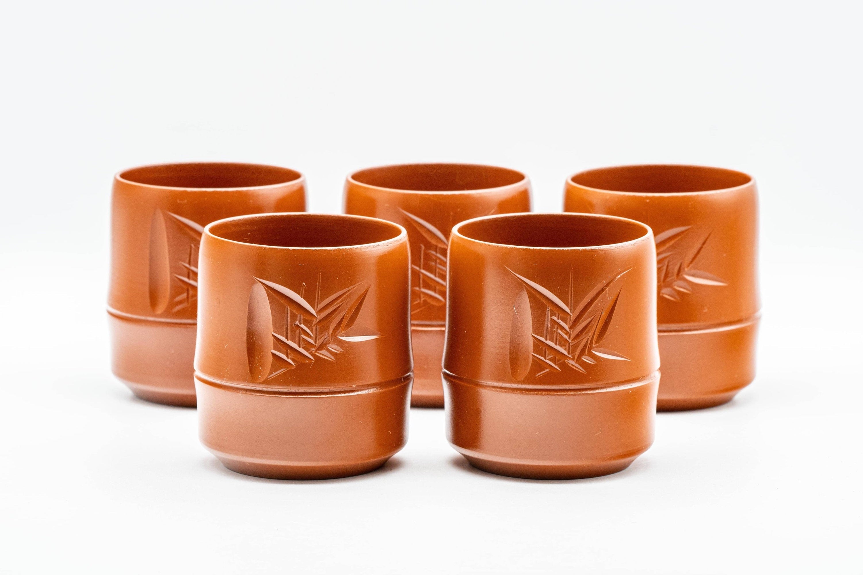 Japanese Teacups - Set of 5 Bamboo Tokoname-yaki Yunomi with Gift Box - 125ml