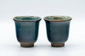 Japanese Teacups - Pair of Blue Turquoise Yunomi - 60ml