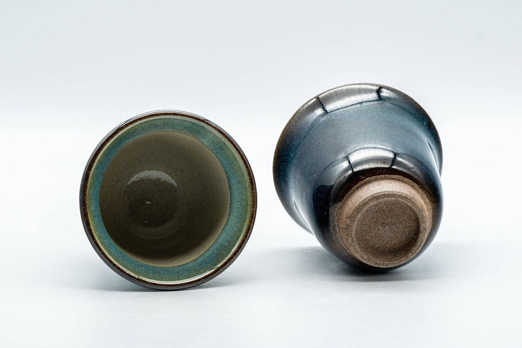 Japanese Teacups - Pair of Blue Turquoise Yunomi - 60ml