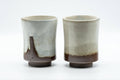 Japanese Teacups - Pair of Waisted White Glazed Meoto Yunomi