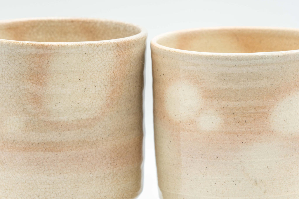 Japanese Teacups - Pair of Gohonte Hagi-yaki Meoto Yunomi with Wooden Box - 180ml