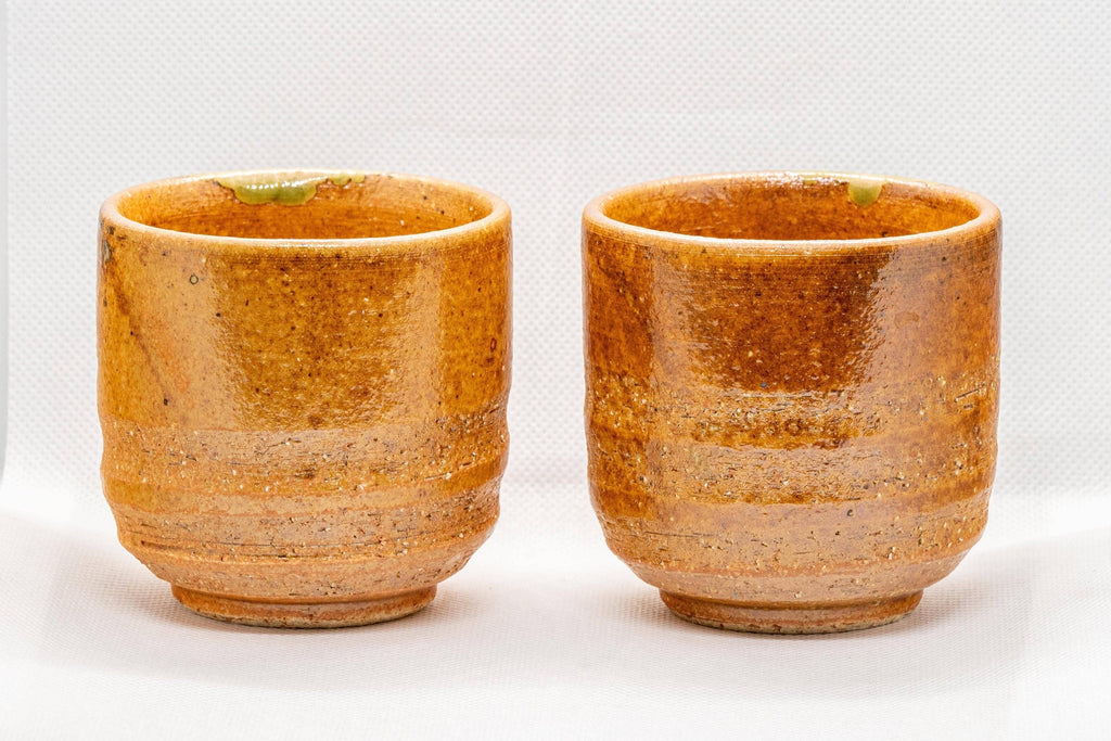 Japanese Teacups - Pair of Shigaraki-yaki Stoneware Yunomi - 180ml