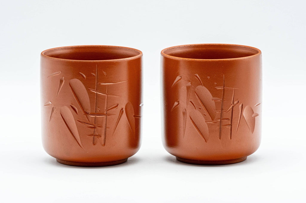 Japanese Teacup - Pair of Bamboo Tokoname-yaki Yunomi - 140ml