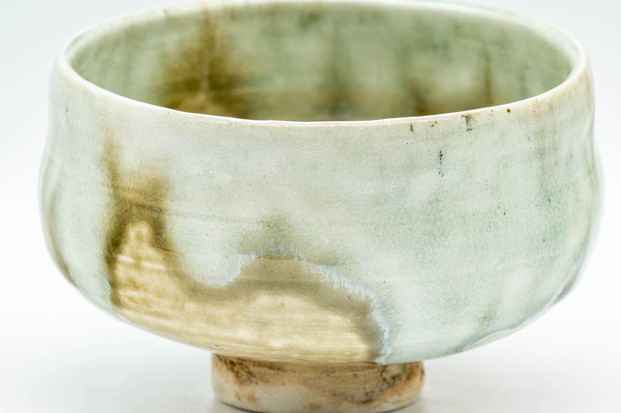 Japanese Matcha Bowl - Green Ash Drip-Glazed Hantsutsu-gata Chawan - 400ml