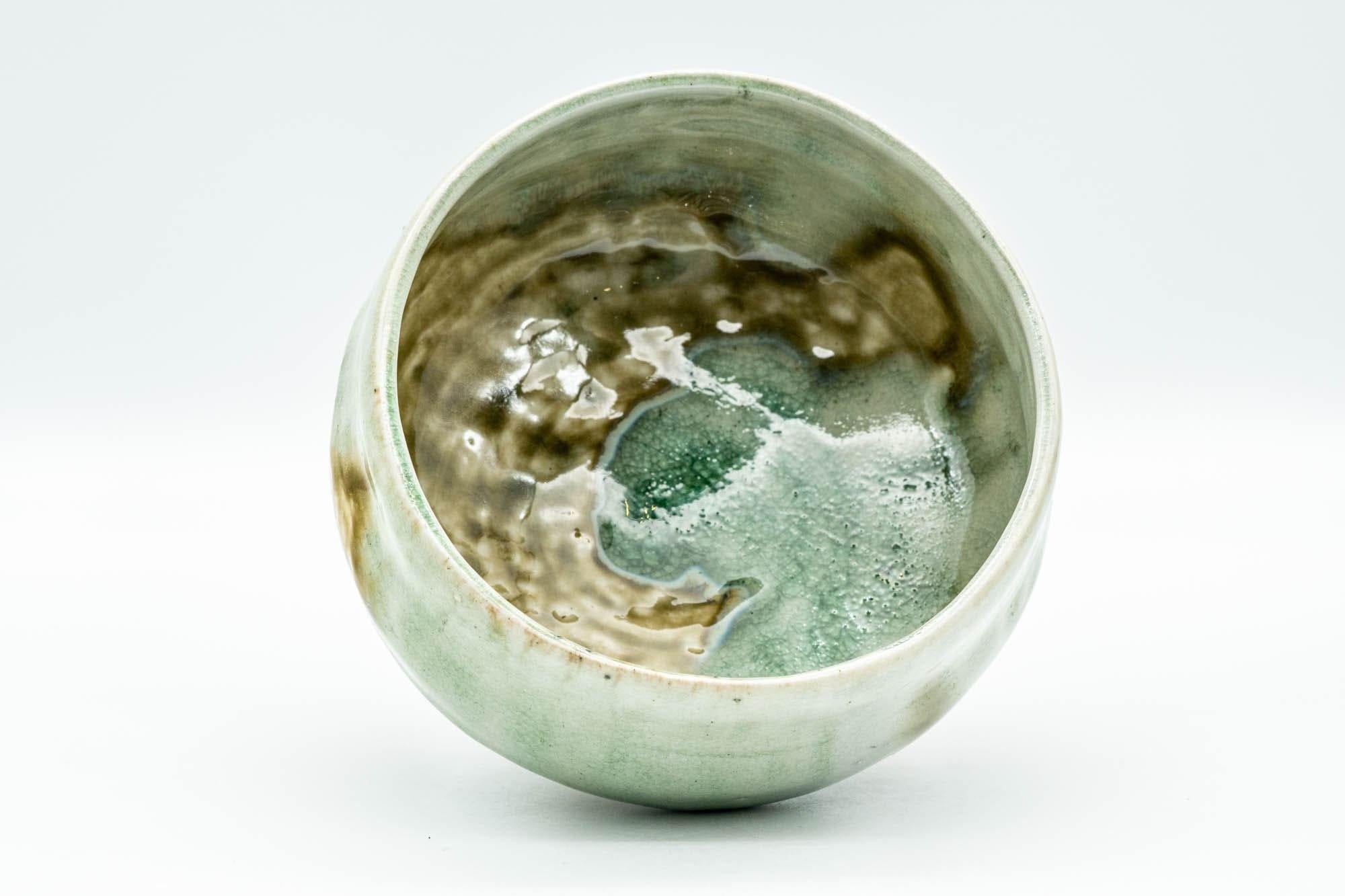 Japanese Matcha Bowl - Green Ash Drip-Glazed Hantsutsu-gata Chawan - 400ml