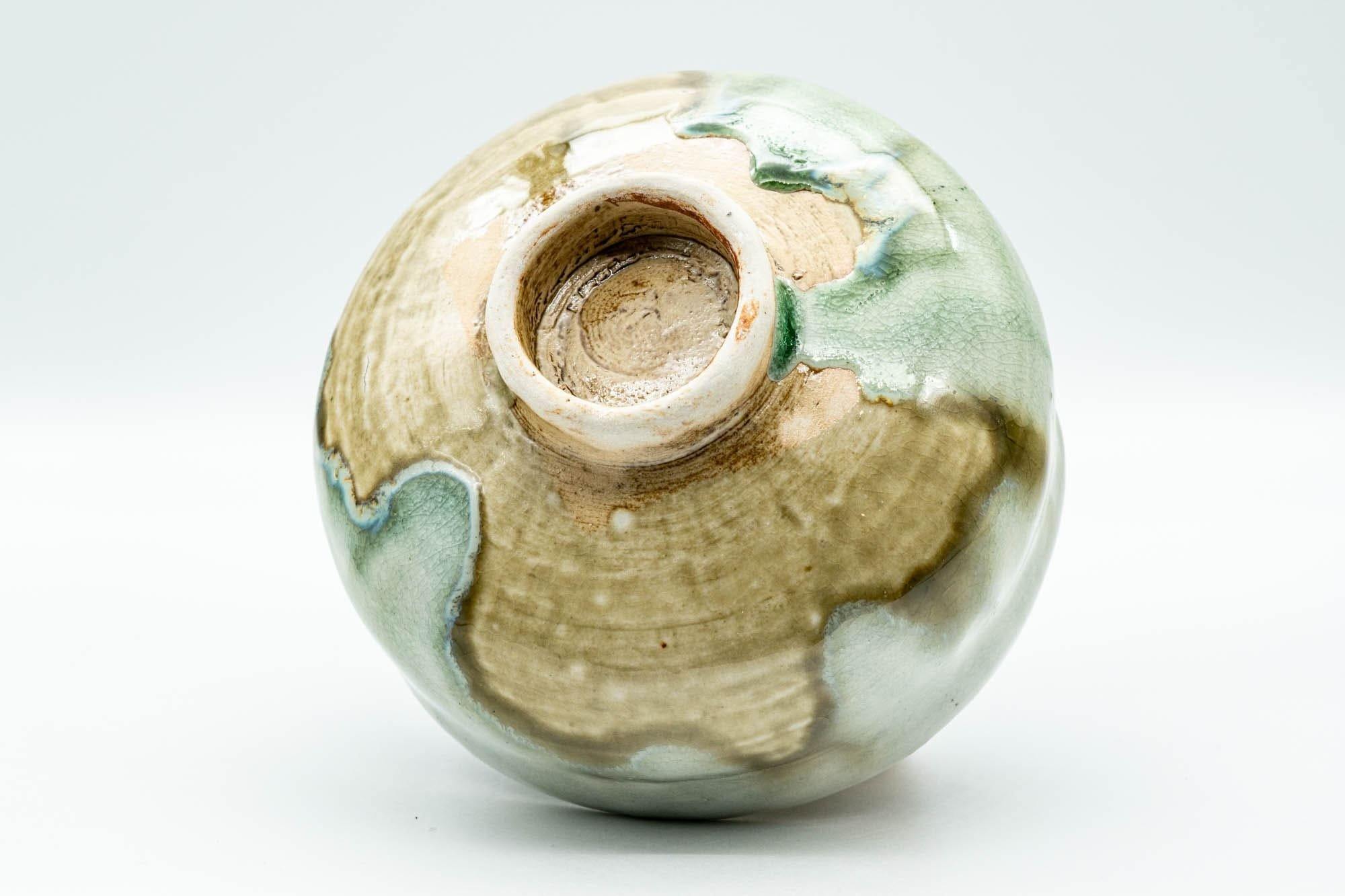 Japanese Matcha Bowl - Green Ash Drip-Glazed Hantsutsu-gata Chawan - 400ml