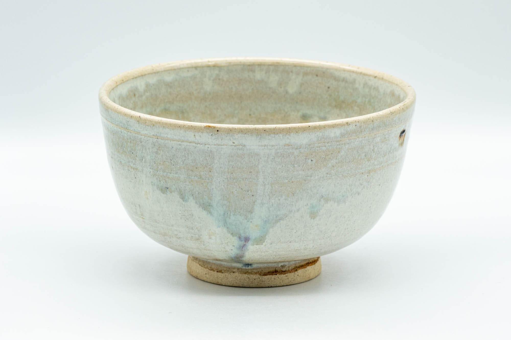 Japanese Matcha Bowl - White Drip-Glazed Chawan - 400ml