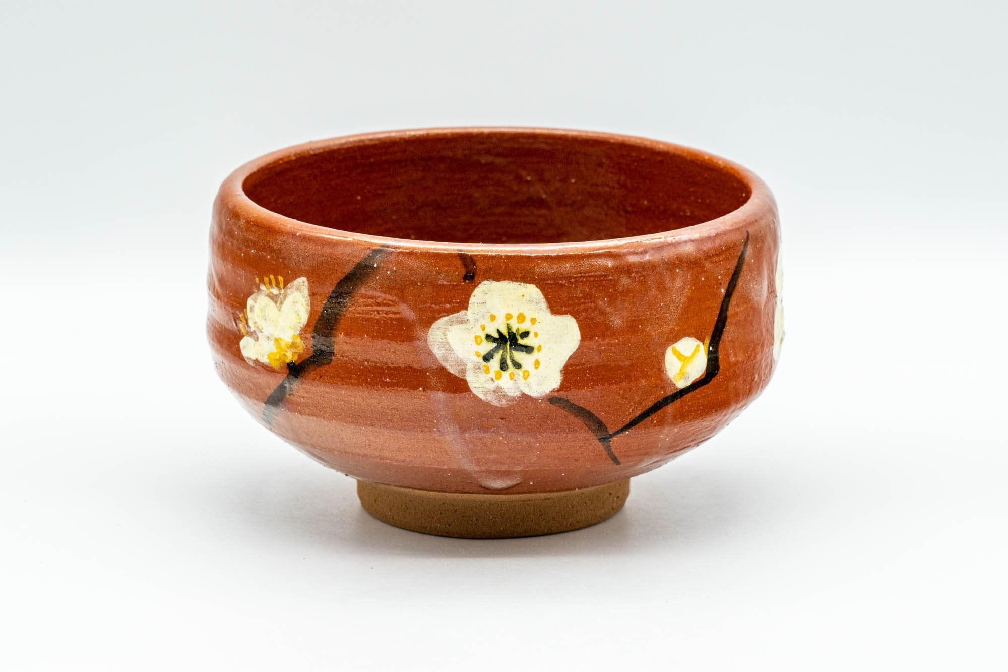 Japanese Matcha Bowl - Red Ume Hantsutsu-gata Chawan - 300ml