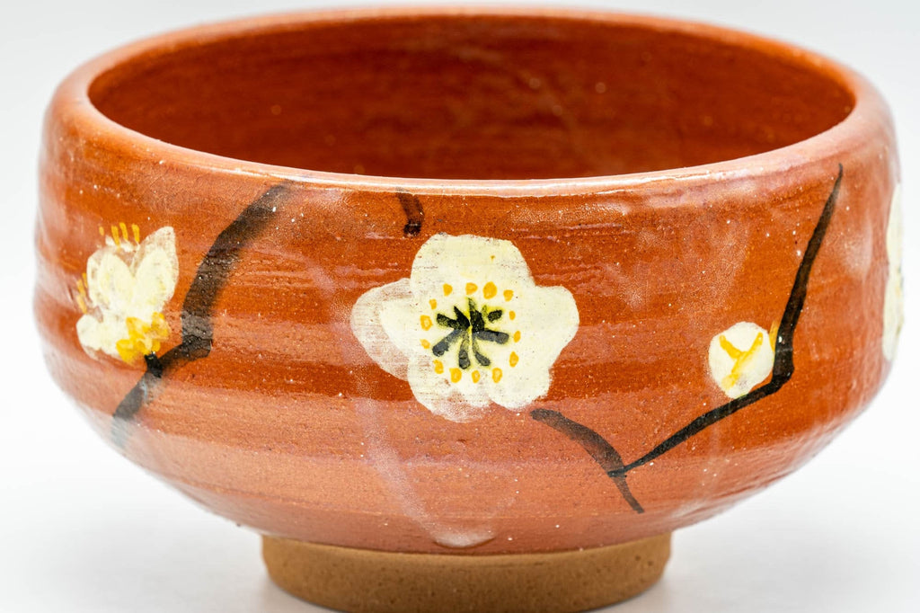 Japanese Matcha Bowl - Red Ume Hantsutsu-gata Chawan - 300ml