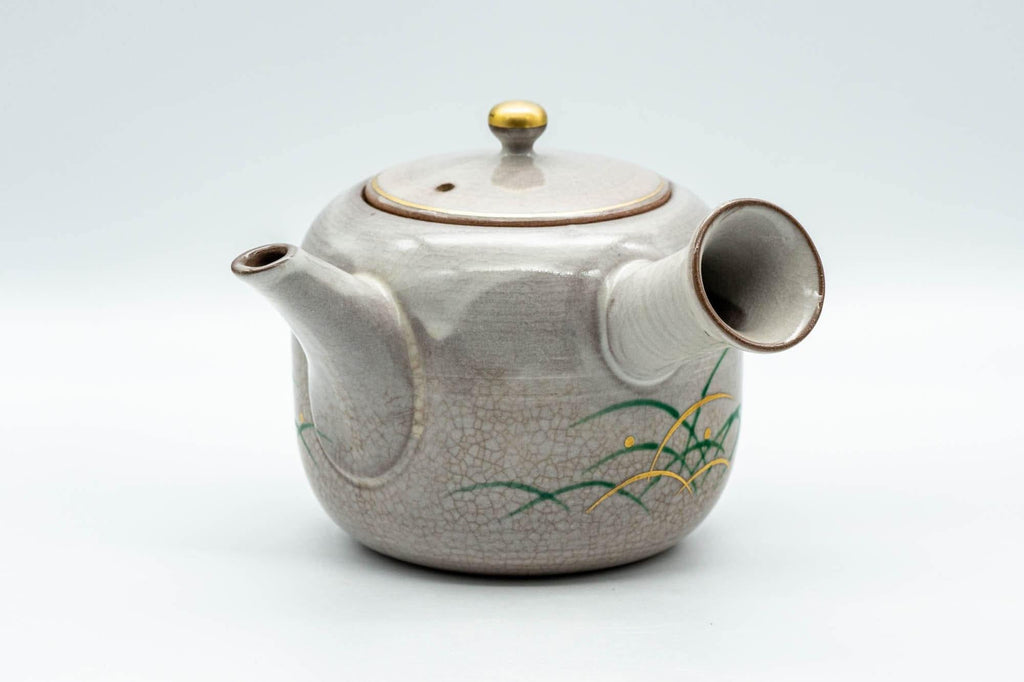 Japanese Kyusu - Grey Glazed Gold Decorated Debeso Teapot - 350ml