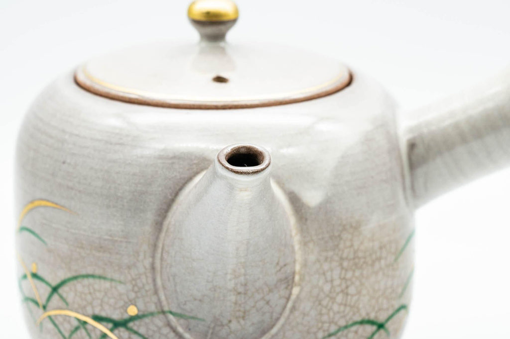 Japanese Kyusu - Grey Glazed Gold Decorated Debeso Teapot - 350ml