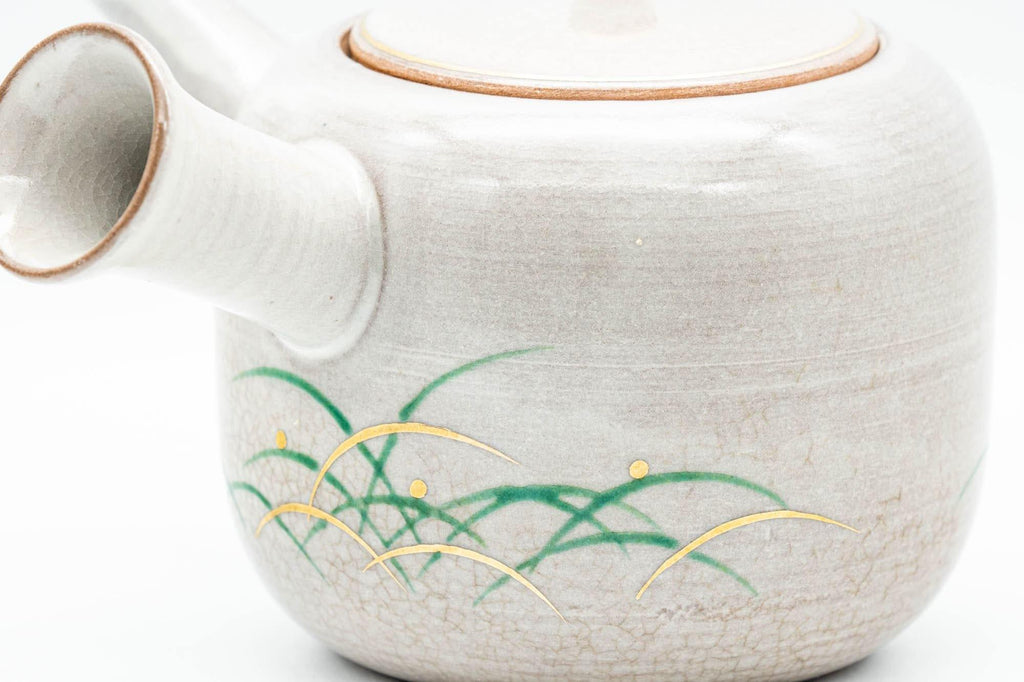 Japanese Kyusu - Grey Glazed Gold Decorated Debeso Teapot - 350ml