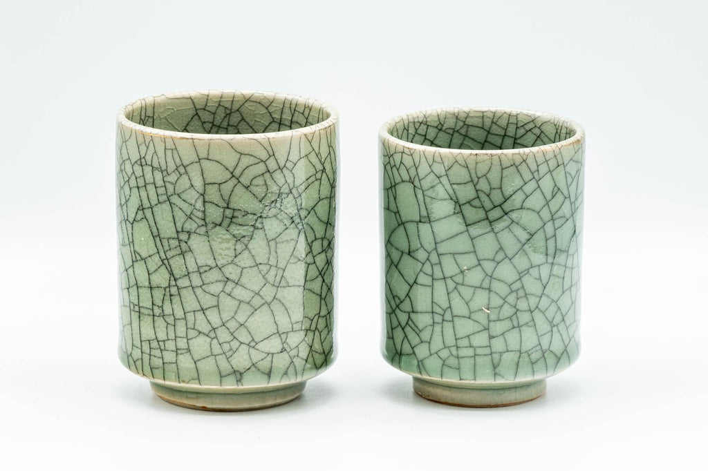 Japanese Teacups - Pair of Meoto Obori Soma-yaki Yunomi