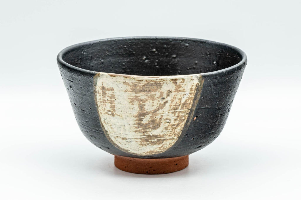 Japanese Matcha Bowl - Beige and Black Ido-gata Stoneware Chawan - 400ml