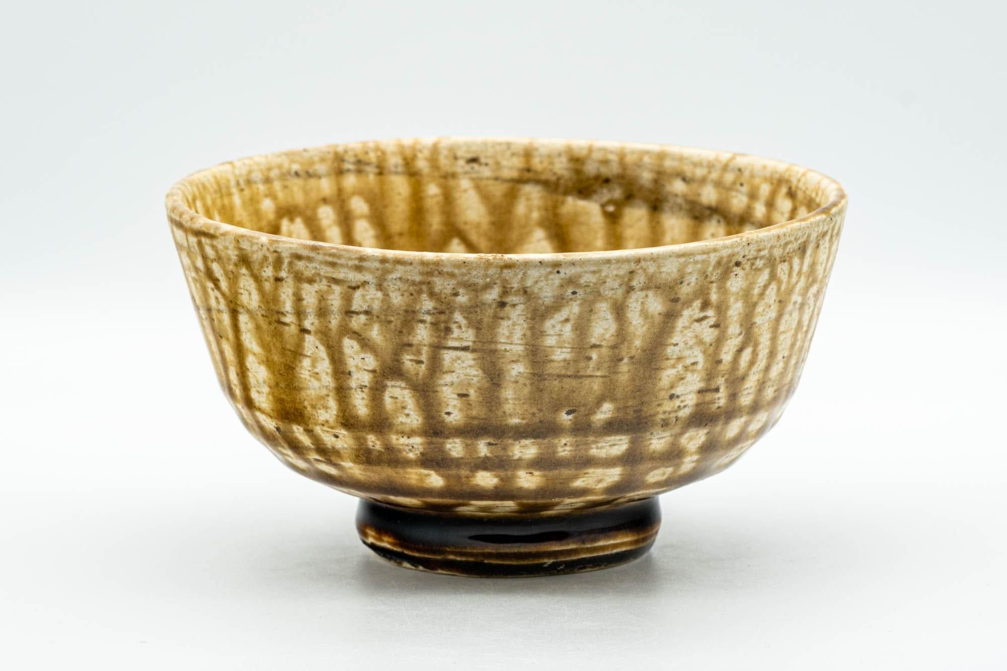 Japanese Matcha Bowl - Yellow and Brown Drip-Glazed Chawan - 350ml