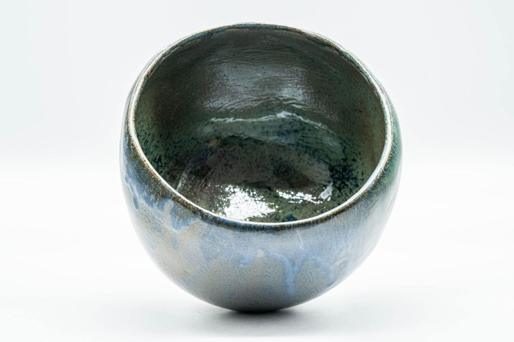 Japanese Matcha Bowl - Blue Drip-Glazed Tsutsu-gata Chawan - 600ml