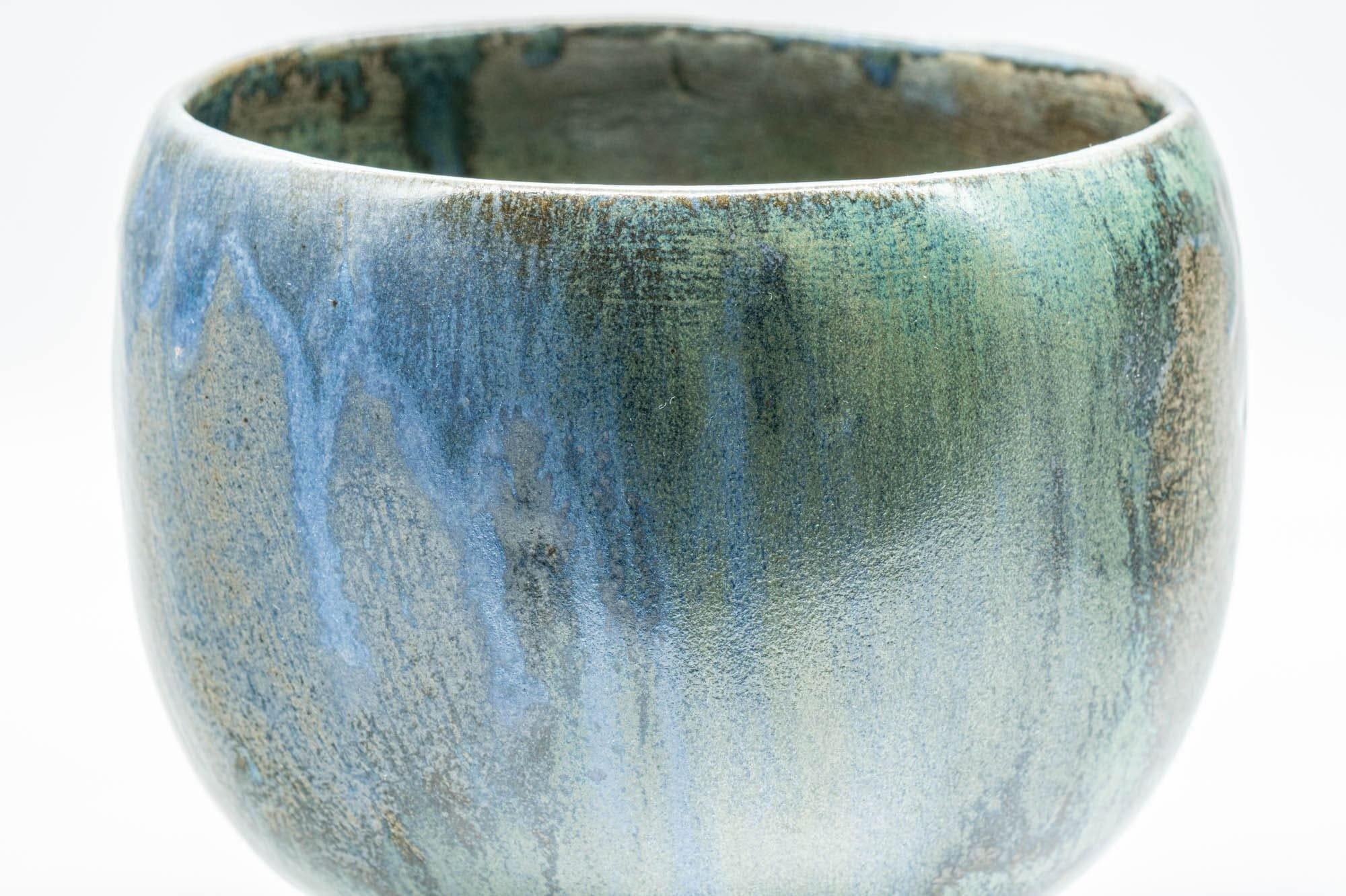 Japanese Matcha Bowl - Blue Drip-Glazed Tsutsu-gata Chawan - 600ml