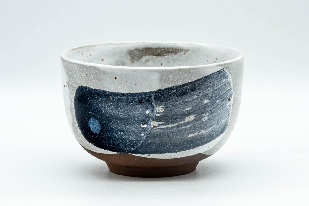 Japanese Matcha Bowl - Blue Hakeme and Grey Glazed Chawan - 350ml