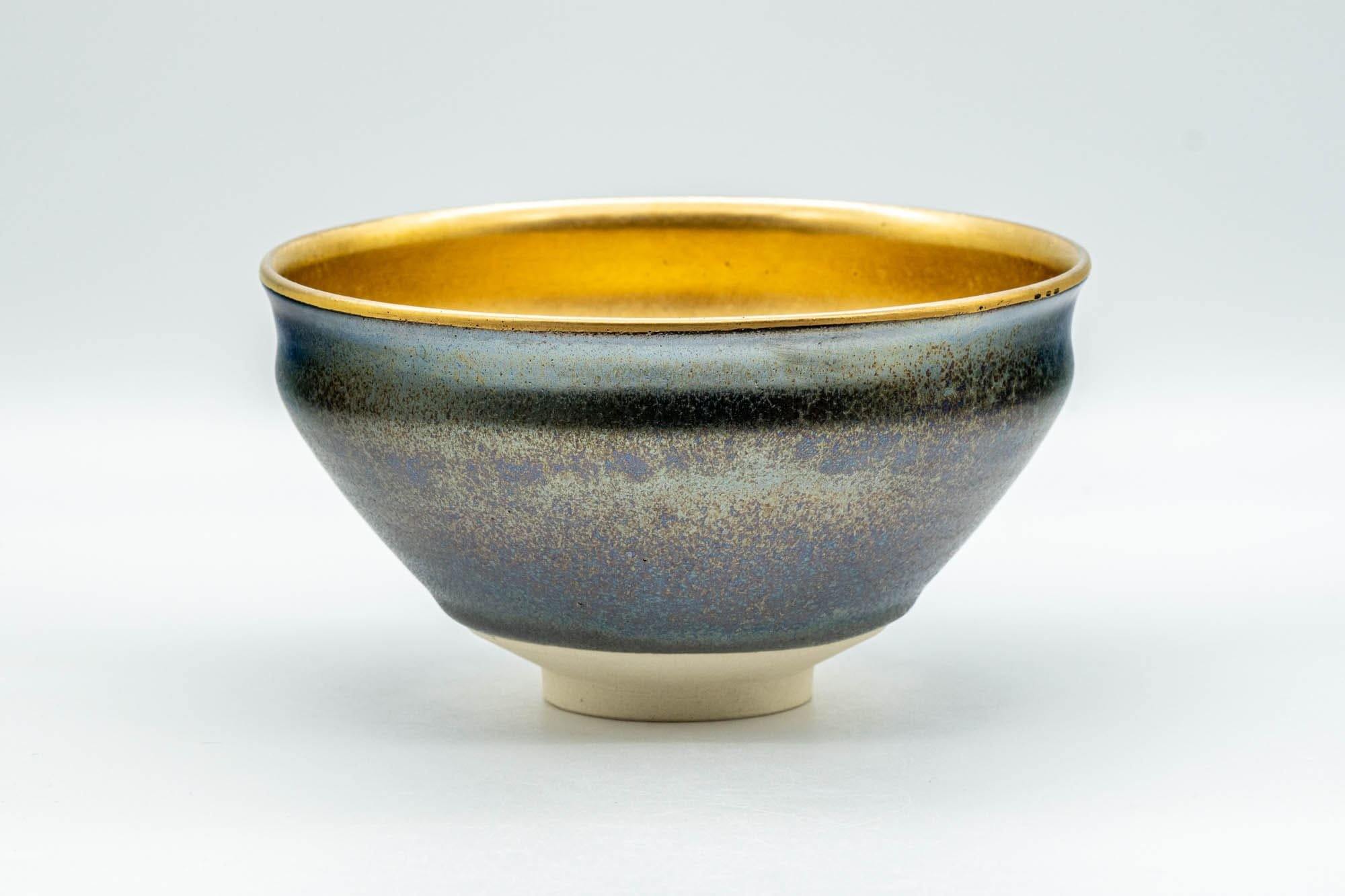 Japanese Matcha Bowl - 三代 北本博 Hiroshi Kitamoto III Tenmoku Glazed Gold Kyo-yaki Chawan - 300ml
