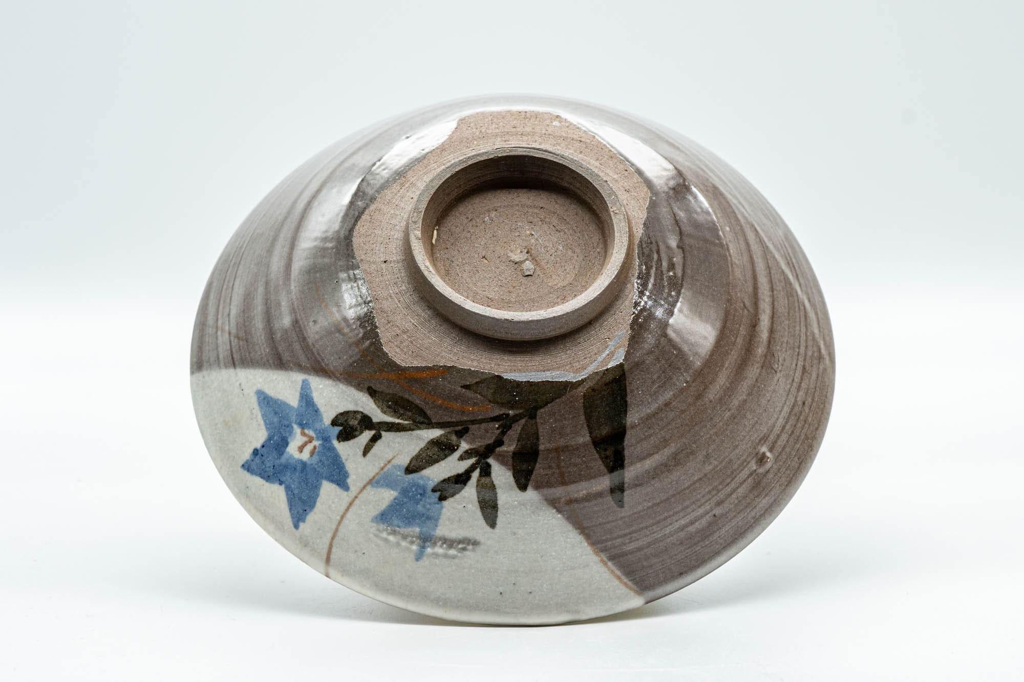 Japanese Matcha Bowl - Floral White Glazed Summer Chawan - 150ml