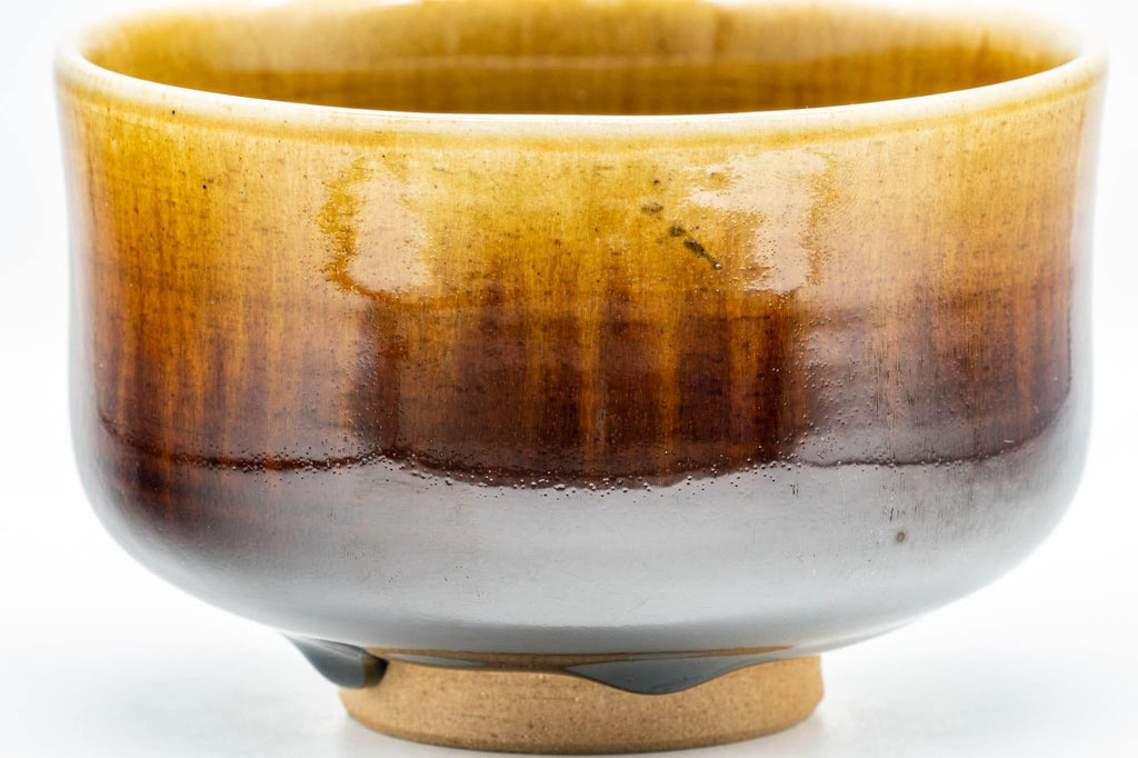 Japanese Matcha Bowl - Orange and Brown Drip-Glazed Chawan - 500ml