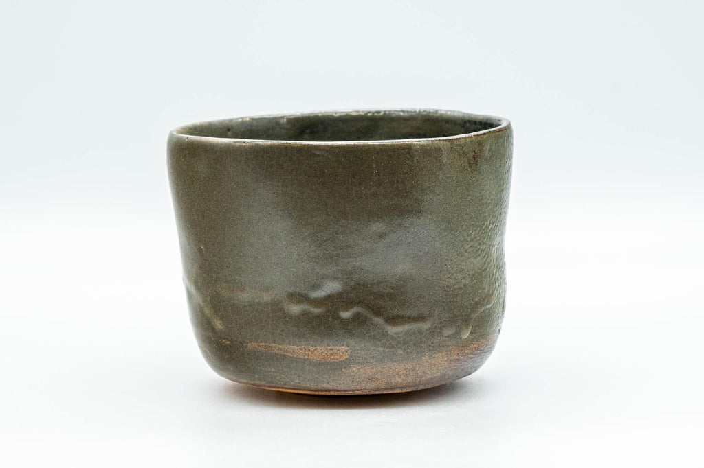 Japanese Matcha Bowl - Green Drip-Glazed Wabi-Sabi Winter Chawan - 300ml