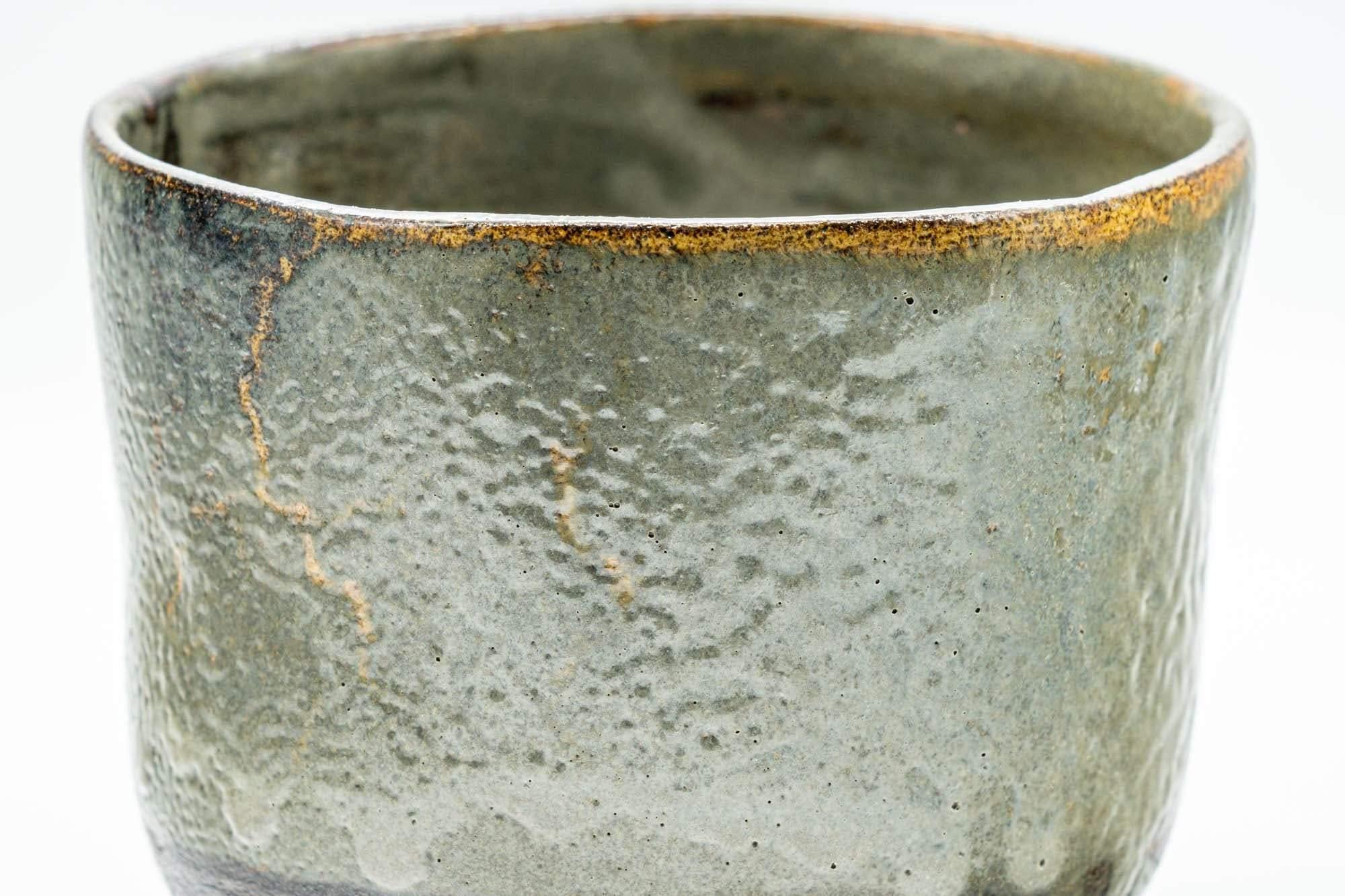 Japanese Matcha Bowl - Green Drip-Glazed Wabi-Sabi Winter Chawan - 300ml