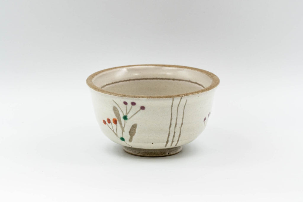 Japanese Teacup - Floral White Glazed Guinomi - 50ml