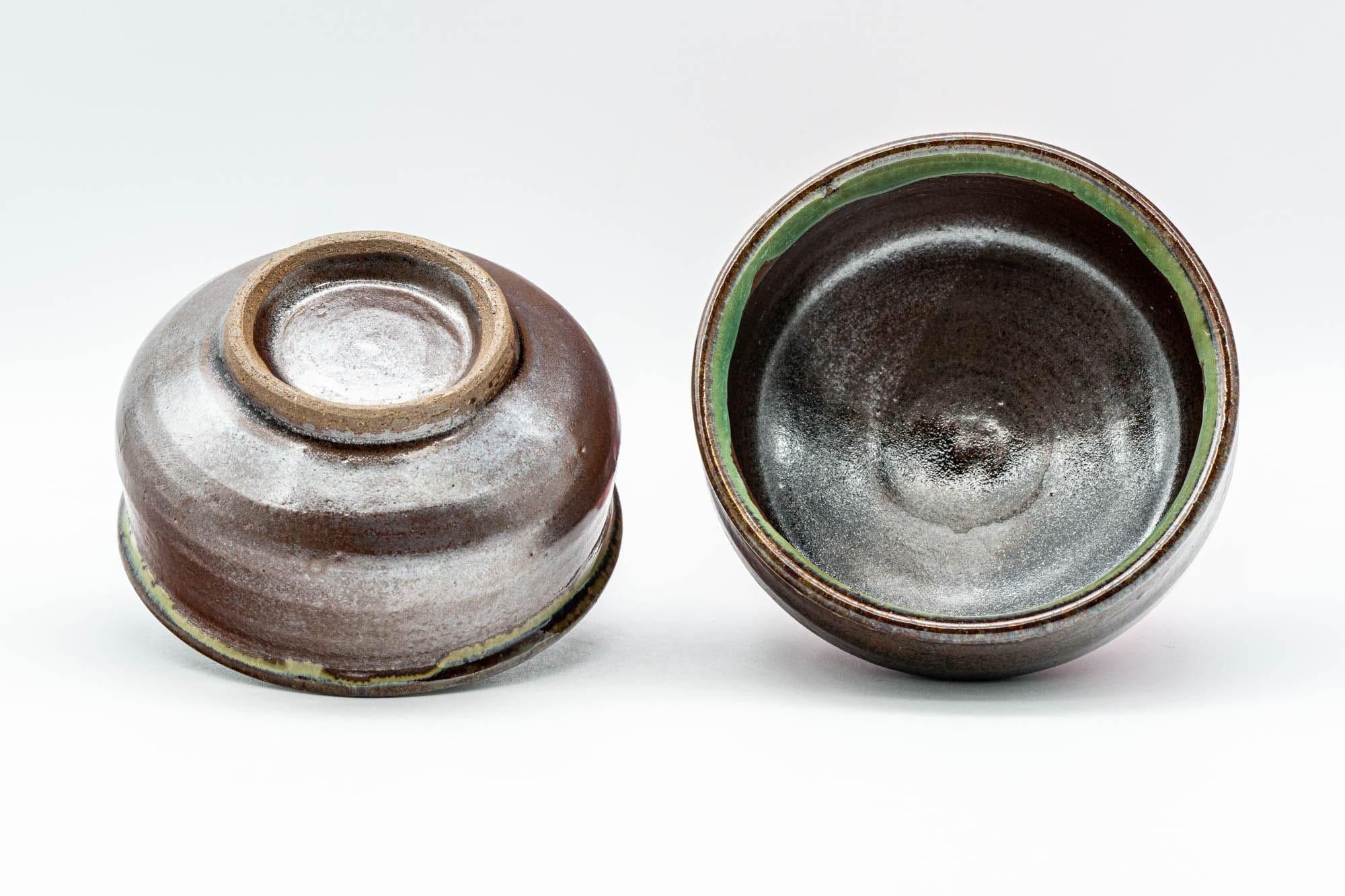 Japanese Teacups - Pair of Brown and Green Drip-Glazed Yunomi - 100ml