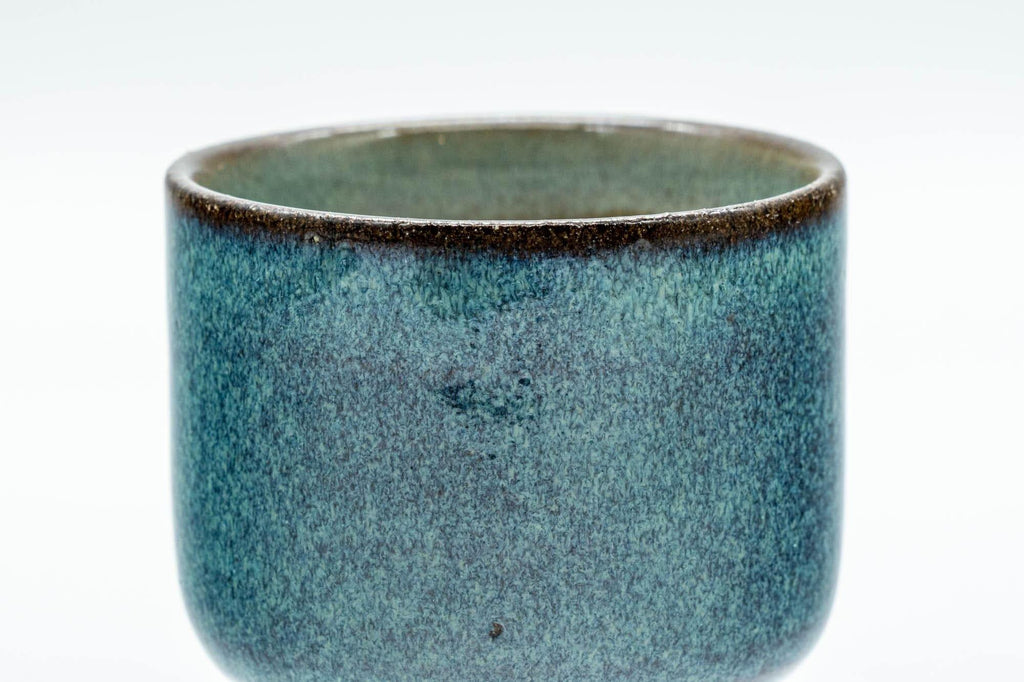 Japanese Teacup - Turquoise Blue Hare's Fur Glazed Guinomi - 40ml