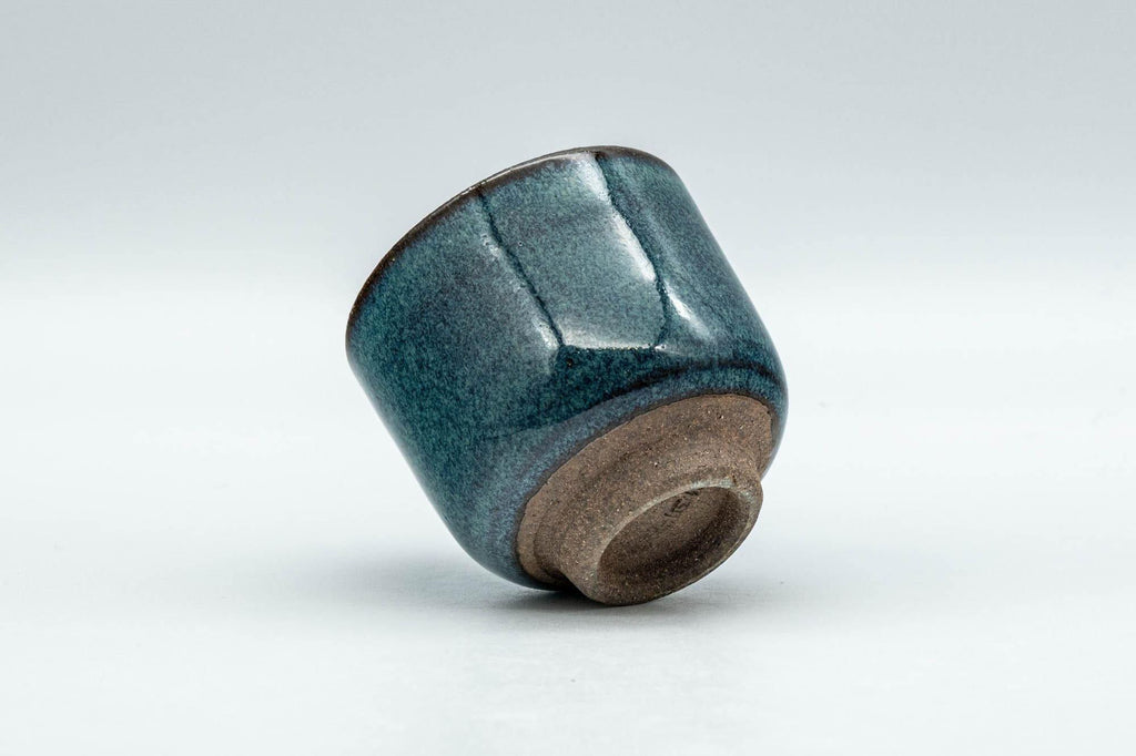 Japanese Teacup - Turquoise Blue Hare's Fur Glazed Guinomi - 40ml
