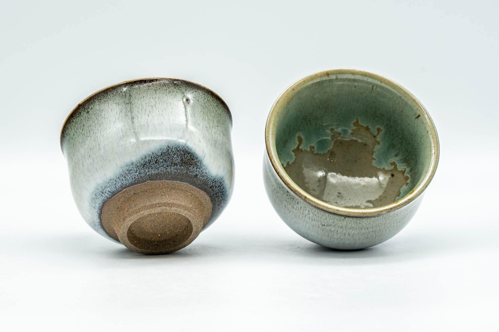 Japanese Teacups - Pair of Green Drip-Glazed Yunomi - 100ml