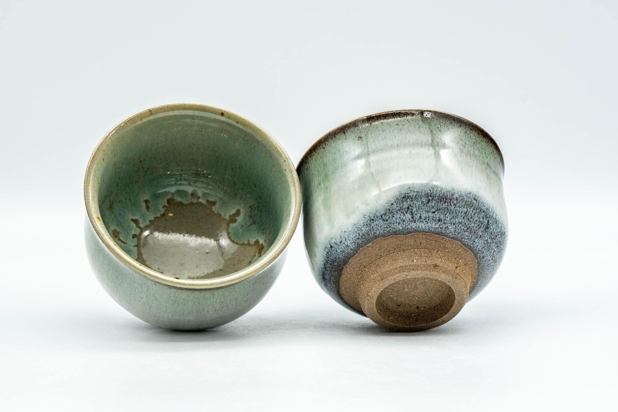 Japanese Teacups - Pair of Green Drip-Glazed Yunomi - 100ml