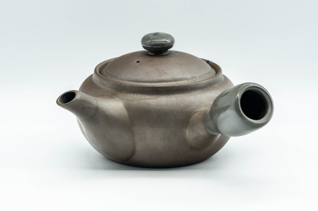 Japanese Kyusu - Grey and Pink Floral Teapot with Rubber Grip - 380ml