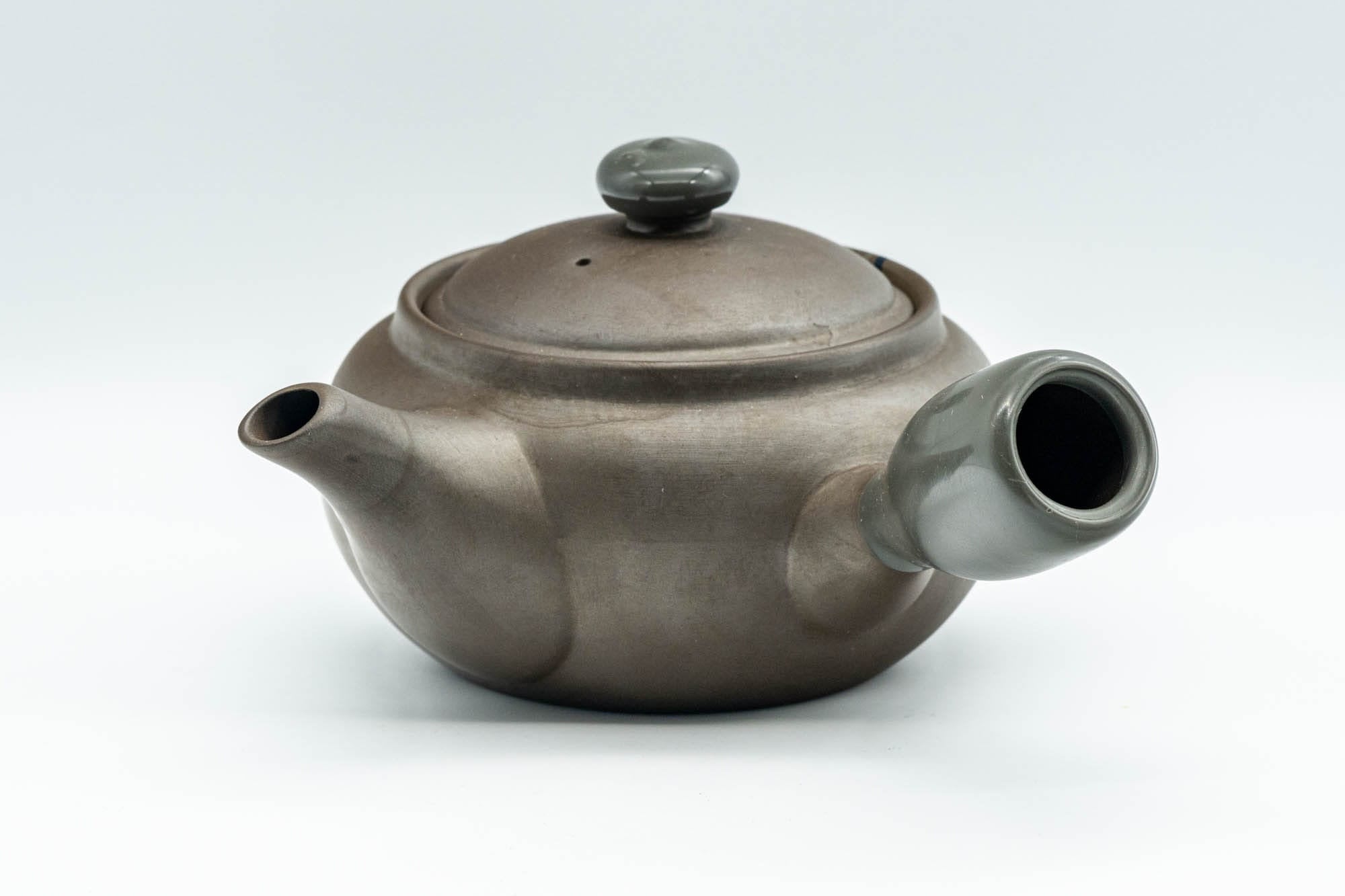 Japanese Kyusu - Grey and Pink Floral Teapot with Rubber Grip - 380ml
