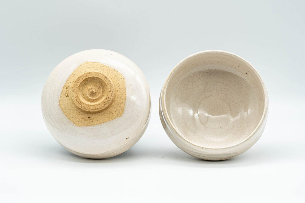 Japanese Teacups - Pair of White Glazed Wide Yunomi - 150ml