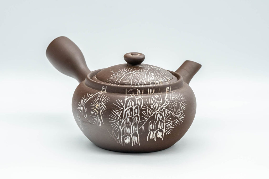 Japanese Kyusu - Brown and White Bamboo Teapot - 375ml