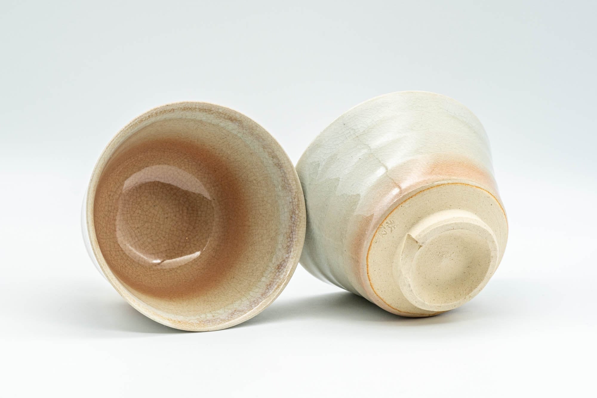Japanese Teacups - Pair of Sori-gata Hagi-yaki Yunomi - 90ml