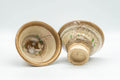 Japanese Teacups - Pair of Floral Beige Hakeme Yunomi - 80ml