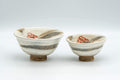 Japanese Teacups - Pair of Fish Decorated Hakeme Yunomi