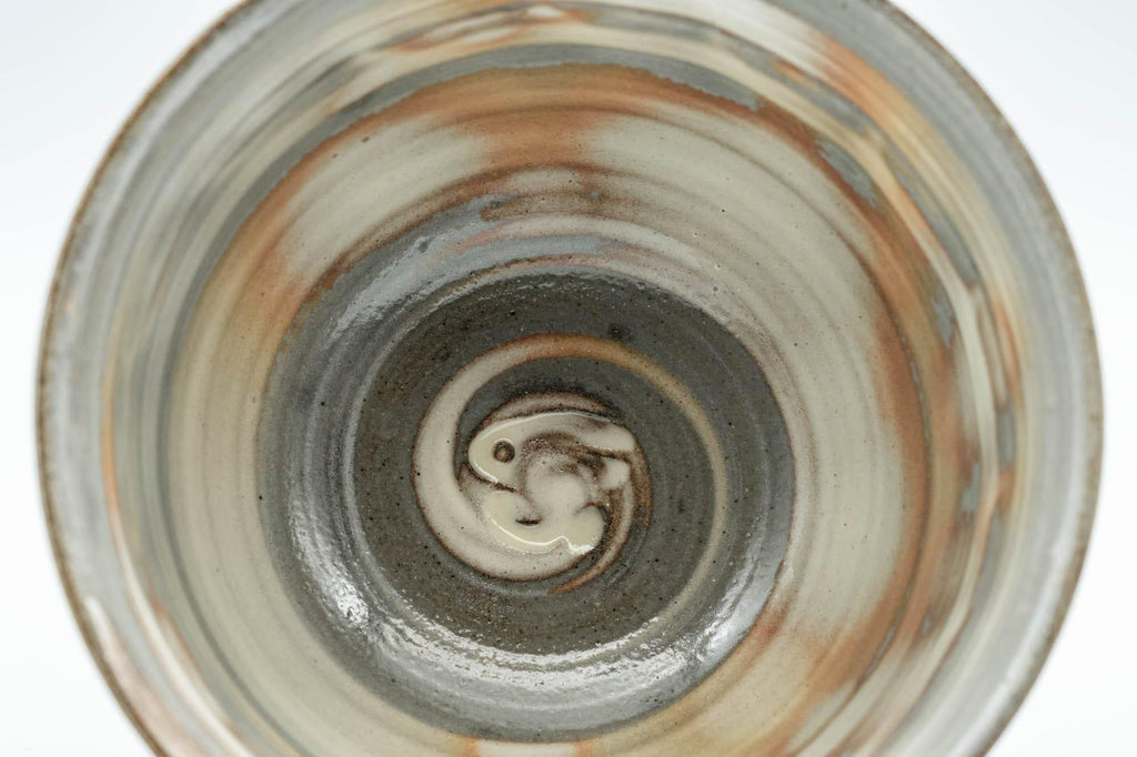 Japanese Teacup - Engraved Floral Spiraling Kyo-yaki Yunomi  - 130ml