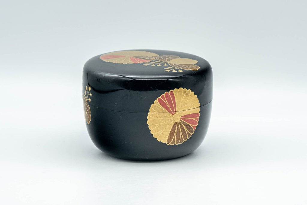 Japanese Natsume - Hira-Natsume Chrysanthemum Lacquer Matcha Tea Caddy - 100ml