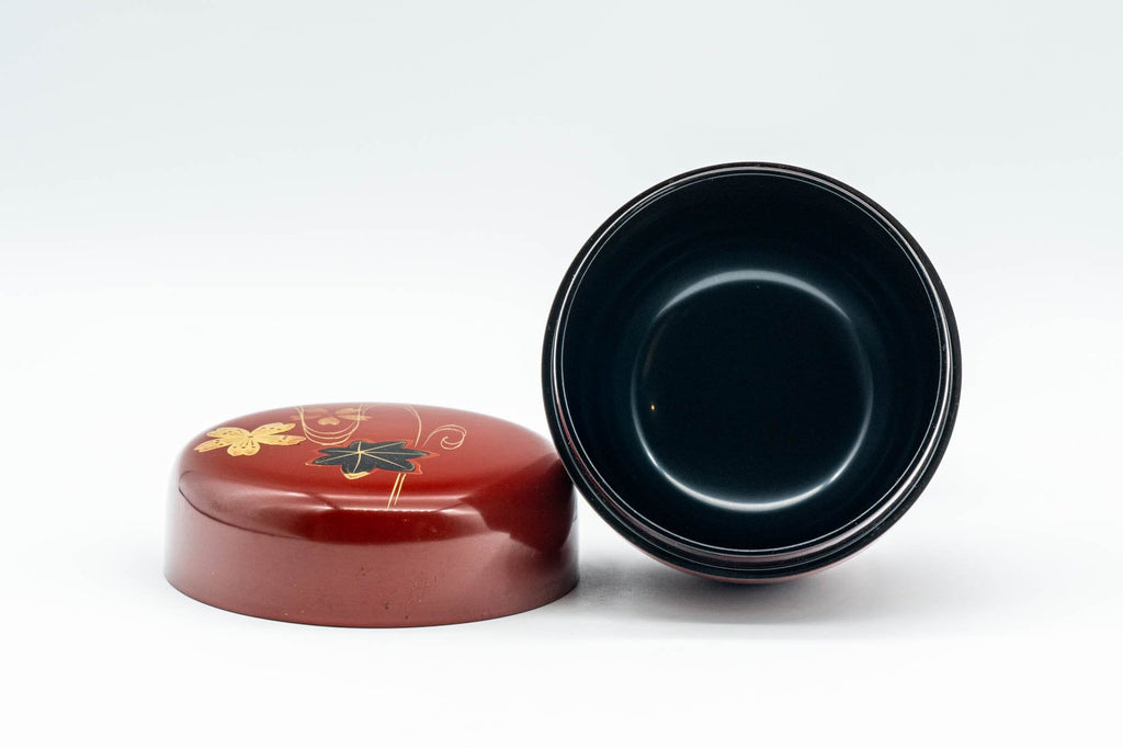 Japanese Natsume - Floral Red Lacquer Matcha Tea Caddy - 100ml