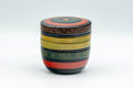Japanese Natsume - Geometric Green, Red, and Yellow Striped Matcha Caddy - 100ml