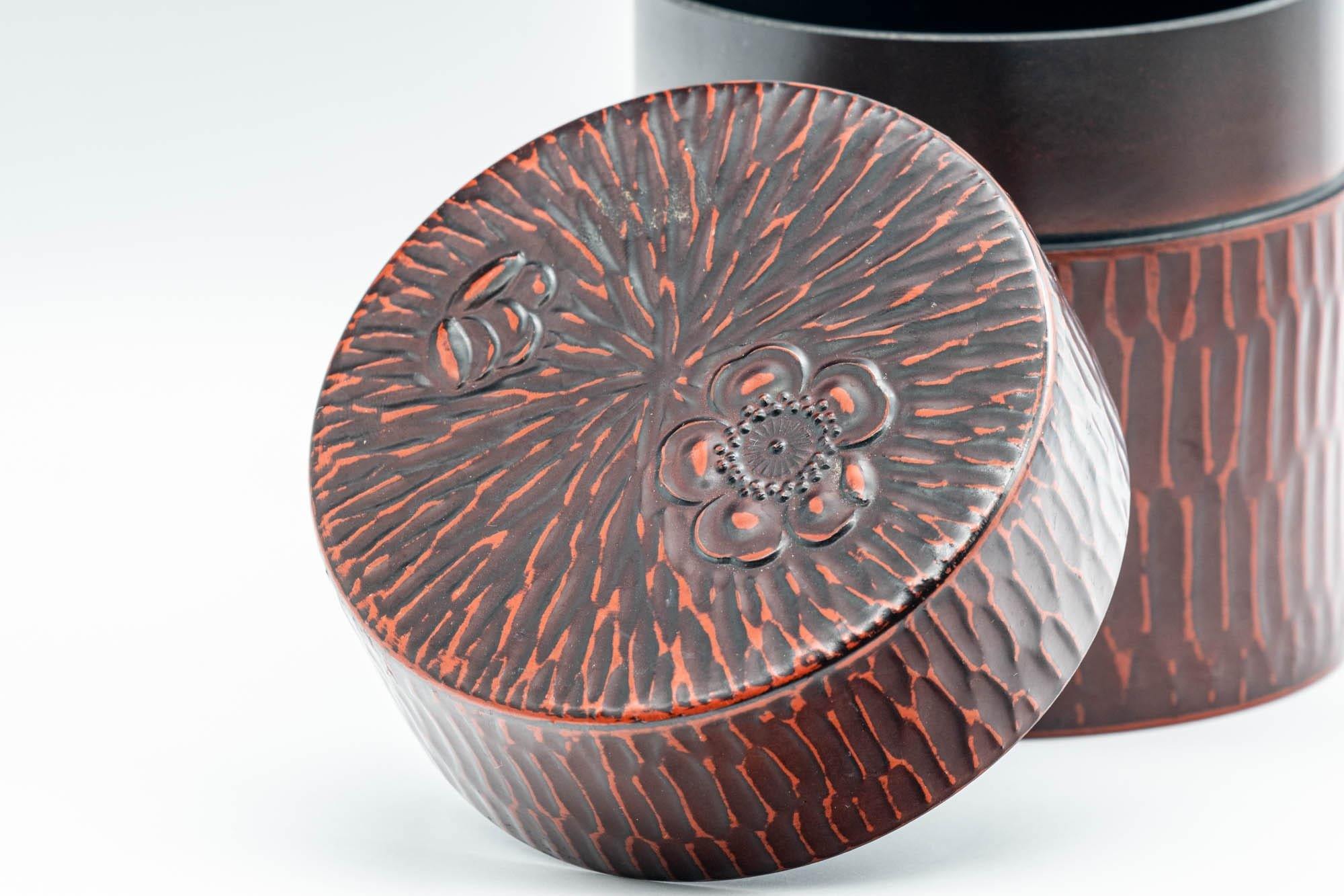 Japanese Chazutsu - Floral Textured Lacquer Tea Canister - 300ml