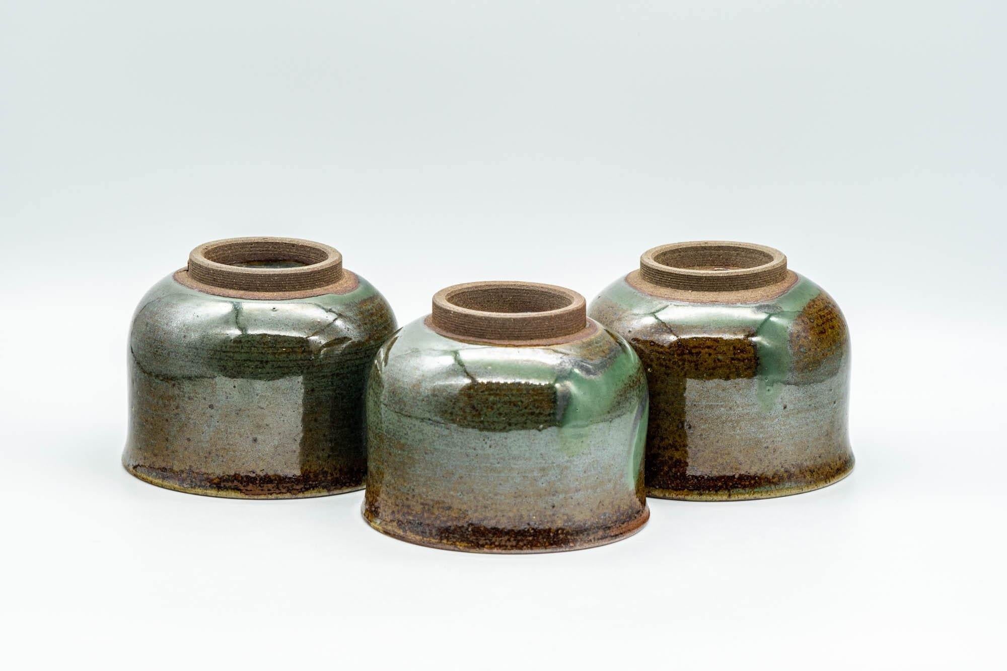 Japanese Teacups - Set of 3 Olive and Purple Yunomi - 150ml
