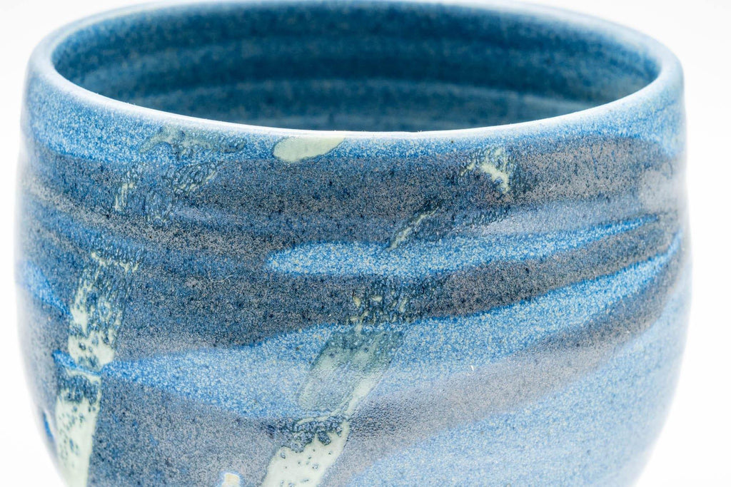 Japanese Matcha Bowl - Blue Hakeme Glazed Wabi-Sabi Chawan - 500ml