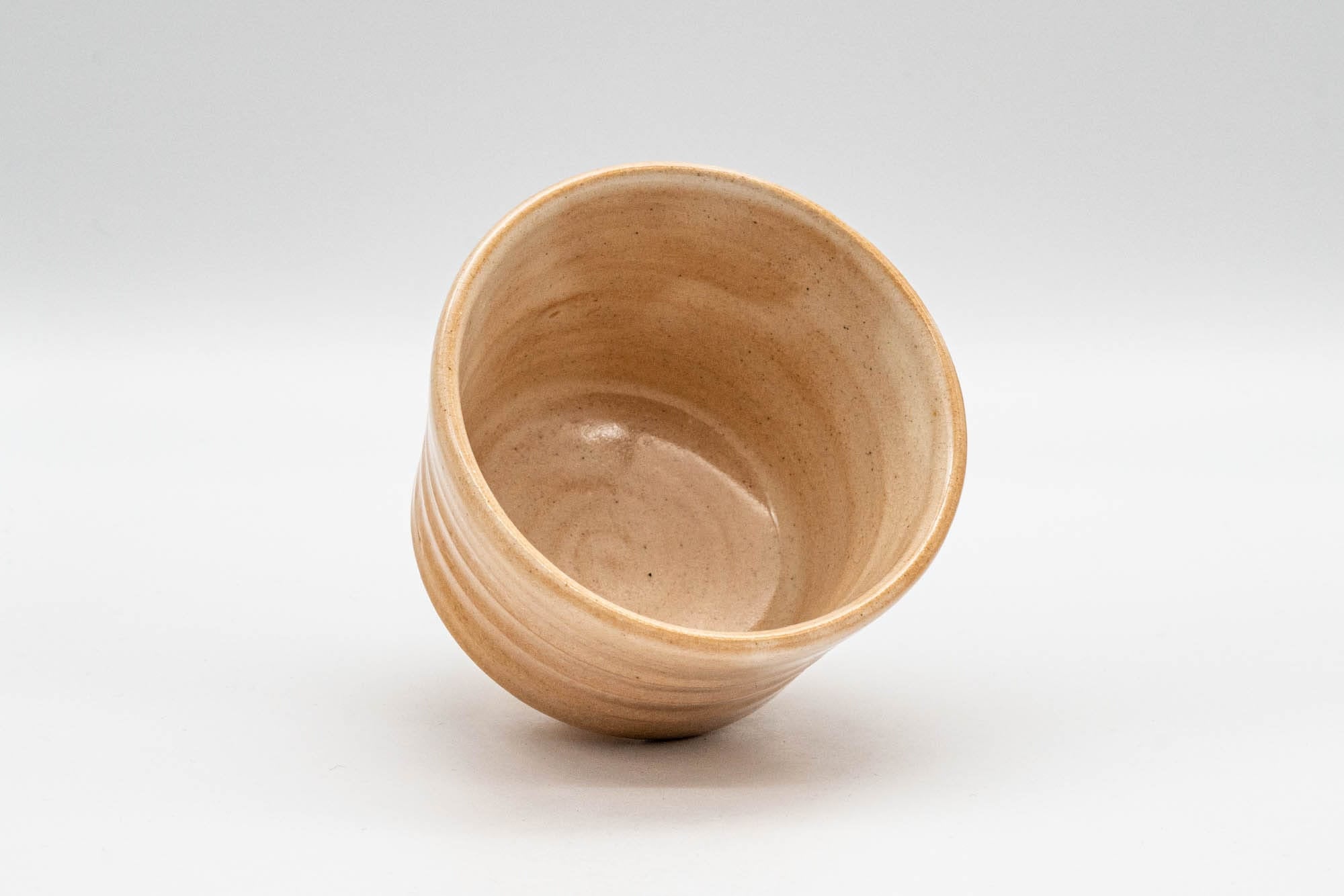 Japanese Teacups - Pair of Beige Asagao-gata Hagi-yaki Yunomi - 110ml