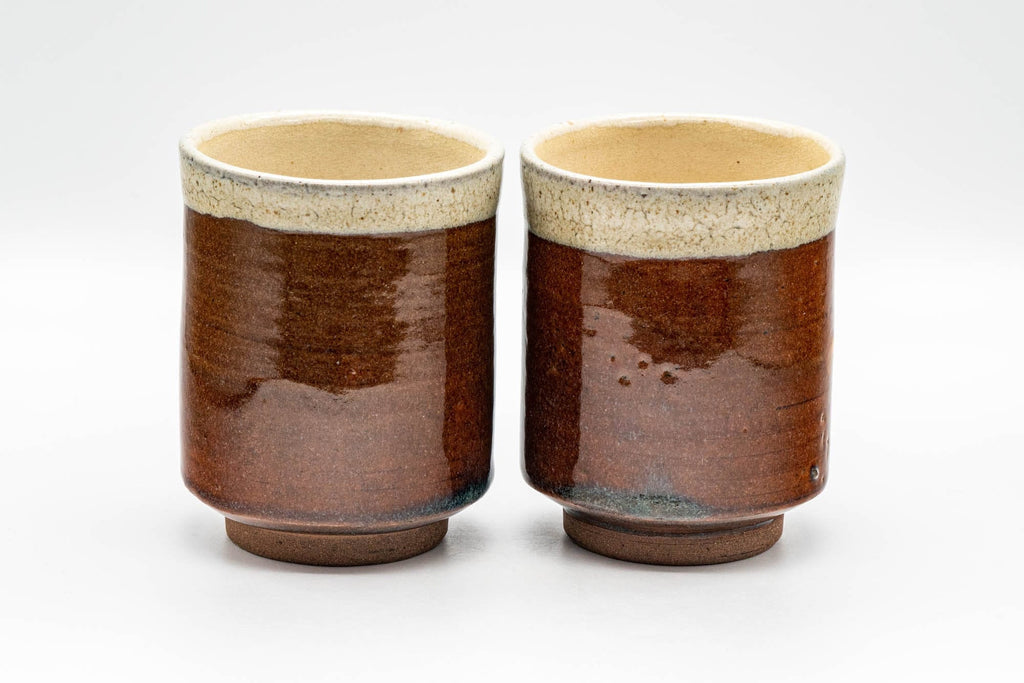 Japanese Teacups - Pair of Drip-Glazed Tsutsu-gata Yunomi - 220ml