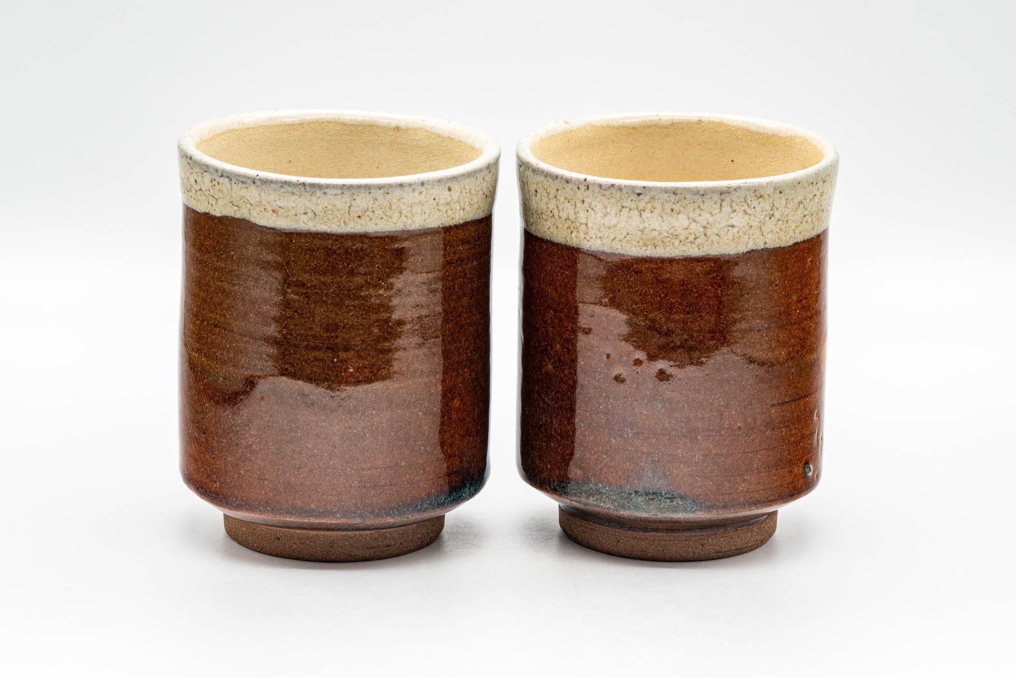 Japanese Teacups - Pair of Drip-Glazed Tsutsu-gata Yunomi - 220ml
